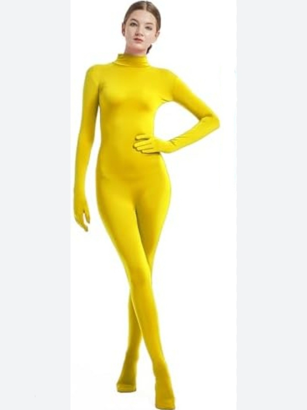 Yellow Full-Body Stretch Morphsuit - Women Size Small/Medium